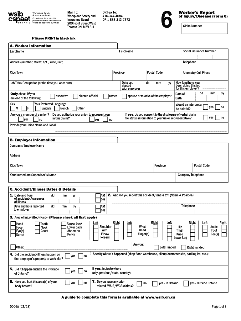  Wsib Form 6 2013-2024